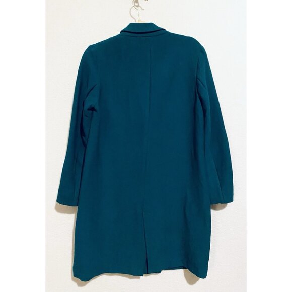 Zara Coat Womens Medium Green Tailored Double Breasted Ribbed Preppy Classic - Picture 4 of 5